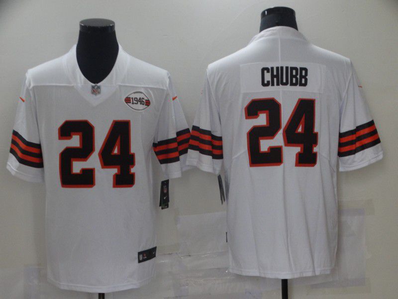 Men Cleveland Browns #24 Chubb White 1946 Nike Vapor Untouchable Limited 2021 NFL Jersey->boston red sox->MLB Jersey